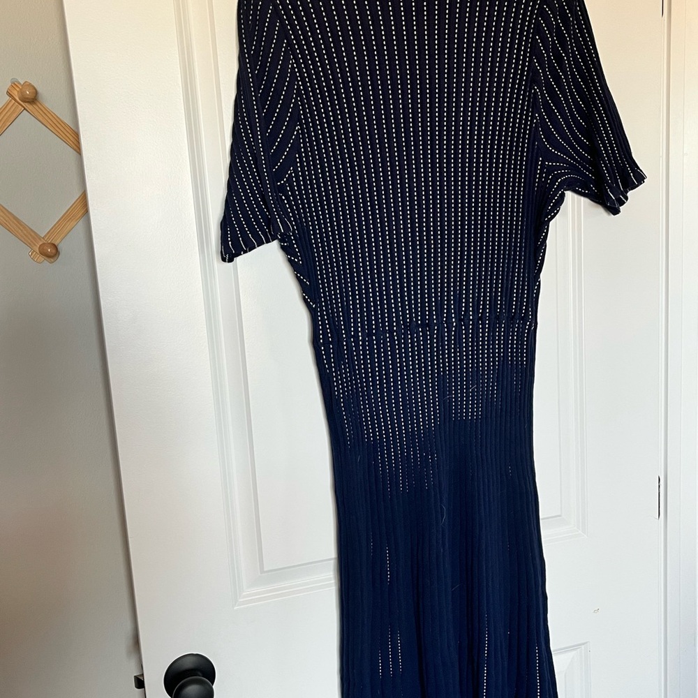 Land Bryant - Navy and White Pinstripe Knit Dress - size 26